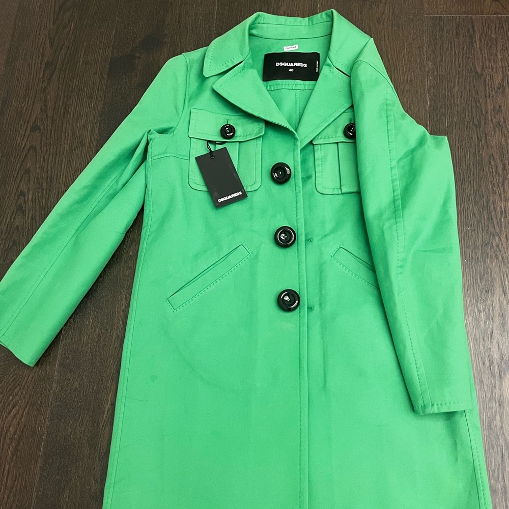 DSQUARED Women's Green Coat- designer brand